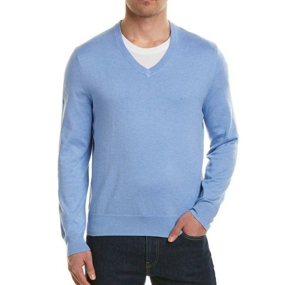 Brooks Brothers Other - Brooks Brothers Cotton V Neck Blue Sweater